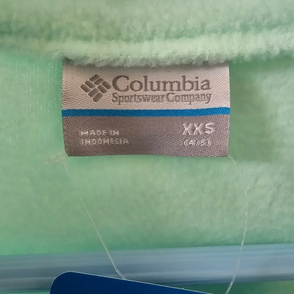 Columbia Youth XXS Mint Green Fleece Zip Jacket NWT Outdoor Hiking Winter Warm